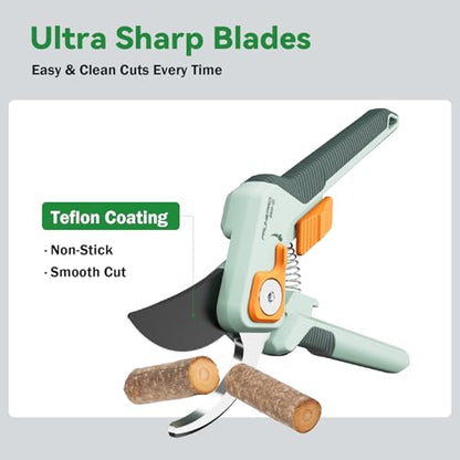 PrunePro® 3 Pack Garden Pruning Shears Set - 8" Bypass Prunes 7" Garden Scissors 27"-35" Extendable Hedge Shears Effortless Cut Stainless Steel Sharp Blade Arthritis Friendly Plant Clippers