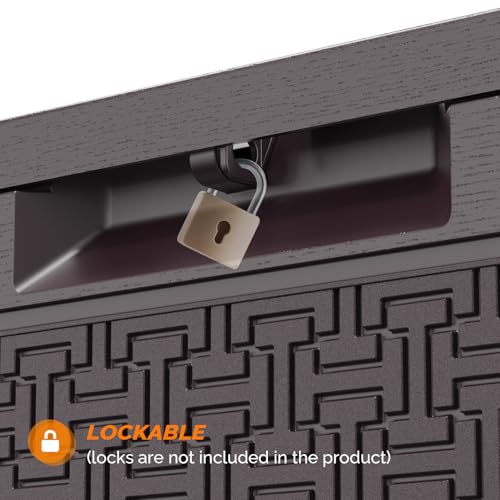 VINGLI 90 Gallon Lockable Durable Outdoor Storage Box, Brown - color: Brown