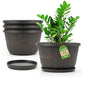 Quarut 4 Pack 10 inch Flower Pots,Plastic Plants Pots Outdoor - color: Brown, size: 10 inch-4 pack