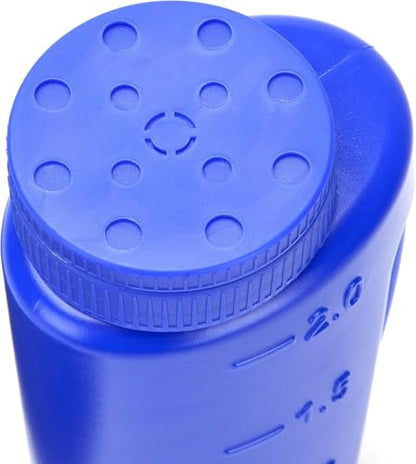 Katai – 2L (70 oz) Hand Held Spreader – Adjustable Hole Size for Seeds, Fertilizer, Salt & Ice Melt – Heavy-Duty Garden Spreader with Scoop – Blue