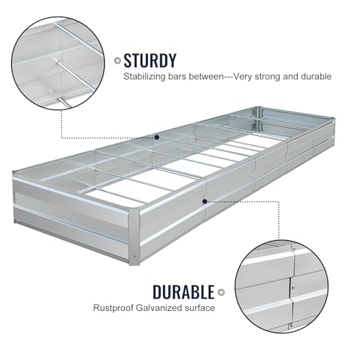 Galvanized Raised Garden Bed Kit, Metal Planter for Vegetables & Herbs, 13.5x3x1FT, Easy Assembly - size: 13.5x3x1FT