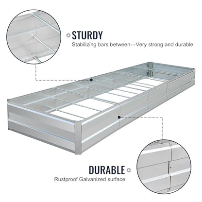 Galvanized Raised Garden Bed Kit, Metal Planter for Vegetables & Herbs, 13.5x3x1FT, Easy Assembly - size: 13.5x3x1FT