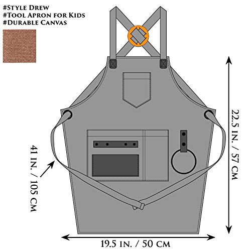 NEOVIVA Work Apron for Kid Boys with Pockets,Canvas Tool Apron for Kids - color: Golden Rod