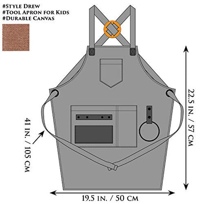 NEOVIVA Work Apron for Kid Boys with Pockets,Canvas Tool Apron for Kids - color: Golden Rod
