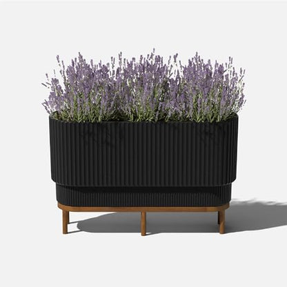 Veradek Demi Series Raised Long Planter - Wide Planter with Stand - color: Black/Brown, size: 30 inch