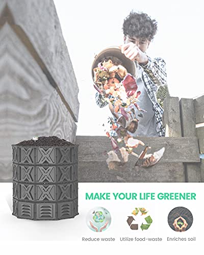 190 Gallon Large Outdoor Compost Bin, 720L Garden Composter with Aeration Vents, BPA-Free PP Panels, Modular Structure with Bottom Access Door and Lid - size: 190 Gal(720L)