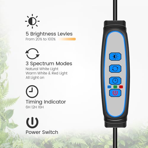 Garpsen Plant Lights, LED Full Spectrum with Gooseneck & Clip, 3Pack - size: 3Pack