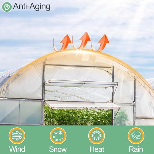6.5 x 10 FT Clear Greenhouse Plastic Sheeting, 6 Mil Polyethylene Film Heavy Duty, Water Sun Frost Wind Dust Resistant Winter Hoop House Toughness Plastic Cover for Farming, Gardening, Agriculture,DIY - size: 6.5 x 10 FT