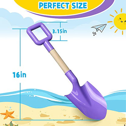 Kids Garden Tool Shovels Toys, 16" Long Kids Beach Spades Sand Shovels Toys for Adults Gardening Tools Garden Kit Travel Sandbox Toy Sturdy Snow Scoop Durable Wood Handle Spade for Digging Sand Snow - color: Yellow