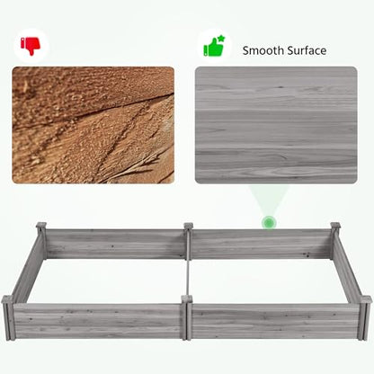 Yaheetech Wooden Raised Garden Bed Outdoor Planter Box, Gray - color: Gray, size: 8ft x 4ft