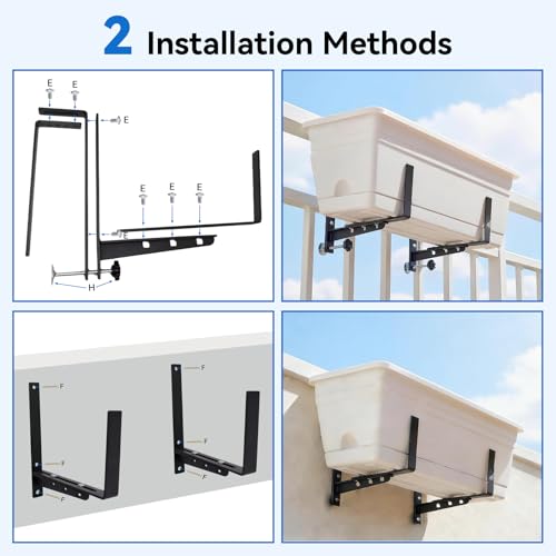 Halatool Window Box Brackets Outdoor, 4Pack Adjustable Planter Box Brackets
