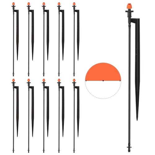 180 Degree Irrigation Sprinkler Heads: Drip Emitters with 12 Inch Stake - color: 10pcs 180° Micro Sprinkler Heads