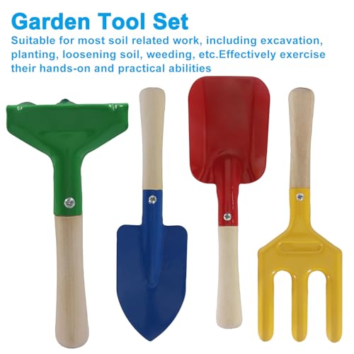 Piutouyar 4 Pack Metal Garden Tool Set, Mini Colorful Beach Tool for Kids