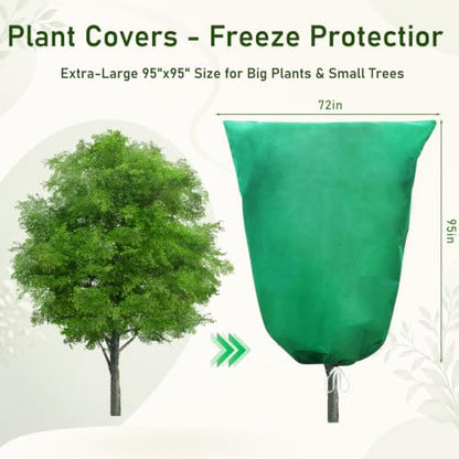 2 Pack Green Plant Freeze Covers, 72"x95" Frost Cloth with Drawstring - size: 72''x95''