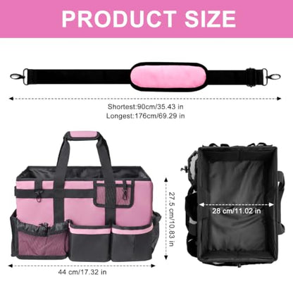 17 Inch Extra Large Cleaning Caddy Bag for Housekeepers, Pink Tool Bag - color: Pink, size: Extra Large