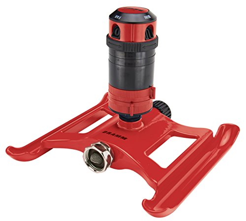 Dramm ColorStorm Gear Drive Sprinkler on Heavy Duty,Durable Metal Base, 4 Patterns, Ideal for Small, Medium & Large Areas with Pass Through Feature, Red, 40 Foot Diameter - color: Red, style: Gear Drive Sprinkler