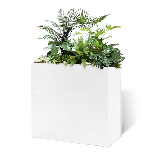 Metal Rectangular Planter Box 24" L x 10" W x 24" H White Metal Planter Box - color: White, size: 24*10*24