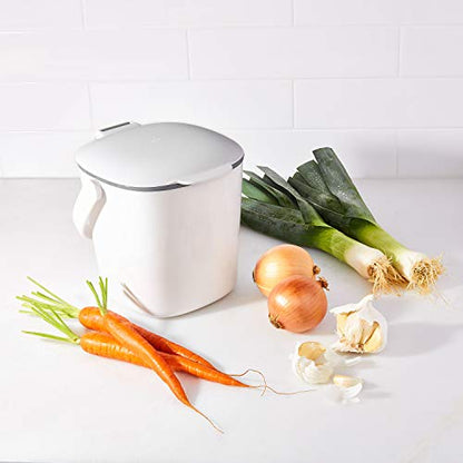 OXO Good Grips Easy-Clean Compost Bin, White, 0.75 Gal - color: White, size: 0.75 Gallon