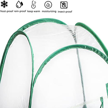 Lyellfe Pop Up Greenhouse Cover, PVC Mini Greenhouse with Nails - size: 28" x 28" x 34"