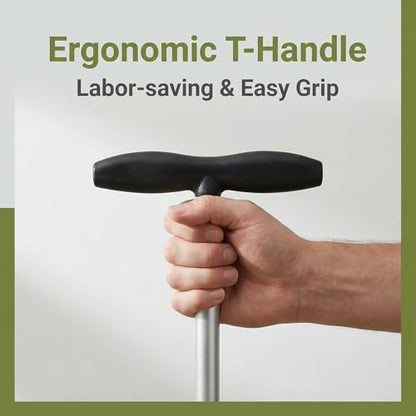 Long‑Handle Bulb Planter with Foot Pedal, High‑Carbon Steel Garden Dibber