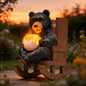 Sheaifun Solar Black Bear Garden Statue Resin Bear with Light Outdoor Decor - style: Black Bear