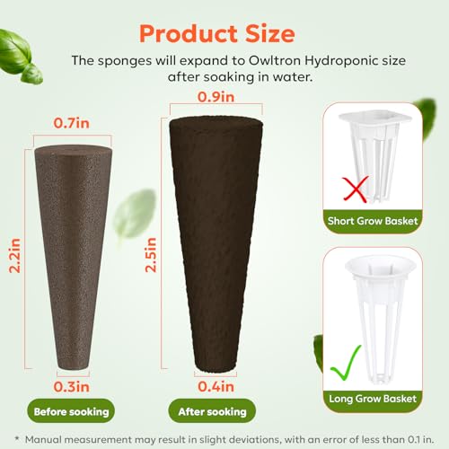 owltron 50 Pcs Hydroponic Seed Pods Kits, Grow Anything Kit Pod for Indoor Herb Garden with 12 Sponges, 2 A&B Nutrient Plant Food, 12 Baskets, 12 Stickers, 12 Germination Domes（Round)