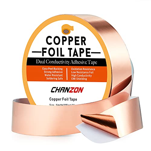 CHANZON Copper Foil Tape 25mm 1inch x 33ft Double Sided Conductive Adhesive - size: 4) 1inch x 33ft