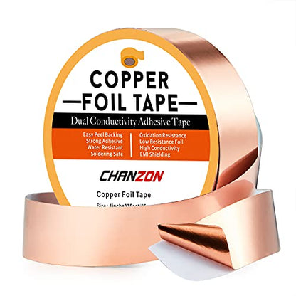 CHANZON Copper Foil Tape 25mm 1inch x 33ft Double Sided Conductive Adhesive - size: 4) 1inch x 33ft