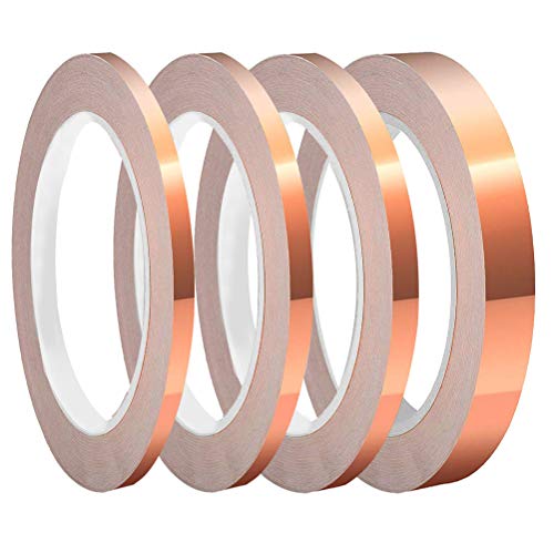 SUMAJU 4 Pack Copper Foil Tape with Conductive Adhesive 4 Sizes (0.2/0.24/0.3/0.4Inch) x22Yards Copper Tape for Stained Glass Guitar Crafts Electrical Repairs Grounding - size: 0.2/0.24/0.3/0.4Inch