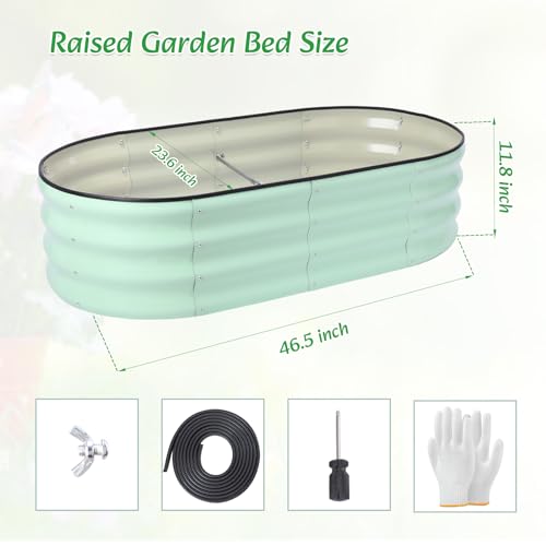 Metal Raised Garden Bed, 4 x 2 ft Oval Galvanized Planter Box - color: Green