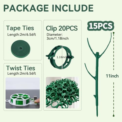15Pack Adjustable Plant Support Pole,Garden Stakes for Climing Stackable (15)
