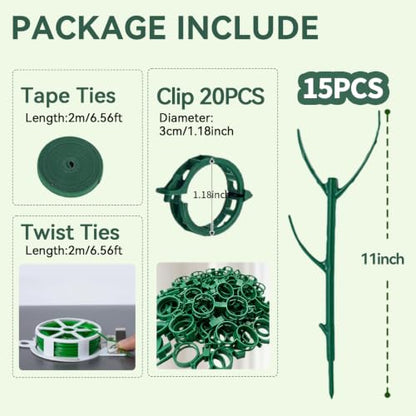 15Pack Adjustable Plant Support Pole,Garden Stakes for Climing Stackable (15)