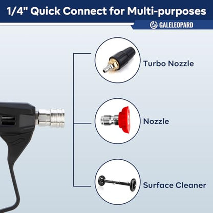 Short Pressure Washer Gun with 1/4" QC,with 5 Spray Nozzle Tips