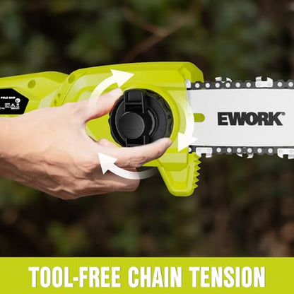 EWORK 20V 8" Cordless Pole Saws for Tree Trimming with Battery & Charger