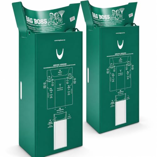 2-Pack Bag Boss Lawn & Leaf Bag Holder, Leaf Scoop & Chute, Heavy Duty Foldable Yard Trash Bag Stand – 4-in-1 Design Fits 30 Gal Paper & 33–55 Gal Plastic, Lawn Clean Up, Gardening, Camping - size: 1 Count (Pack of 2)