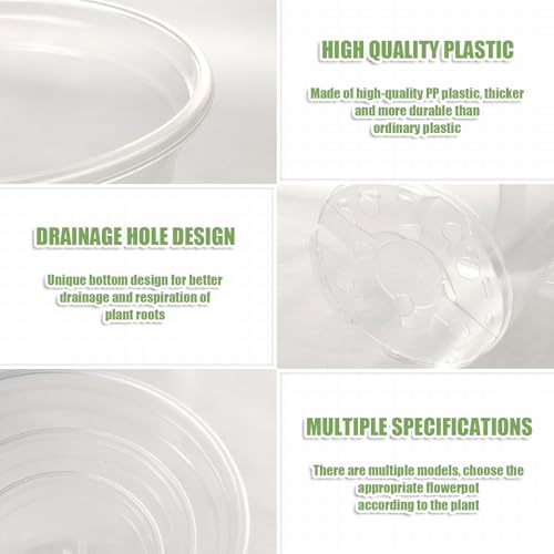 30Pack 3/4/5" Clear Nursery Pots with Drainage - size: 3/4/5Inch