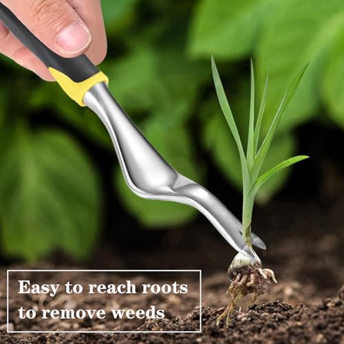 Weed Puller Hand Weeder Tool Bend-Proof Leverage Base with V-Shaped Forks
