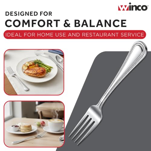 Winco 12-Piece Dots Dinner Fork Set, 18-0 Stainless Steel,Silver