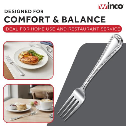 Winco 12-Piece Dots Dinner Fork Set, 18-0 Stainless Steel,Silver