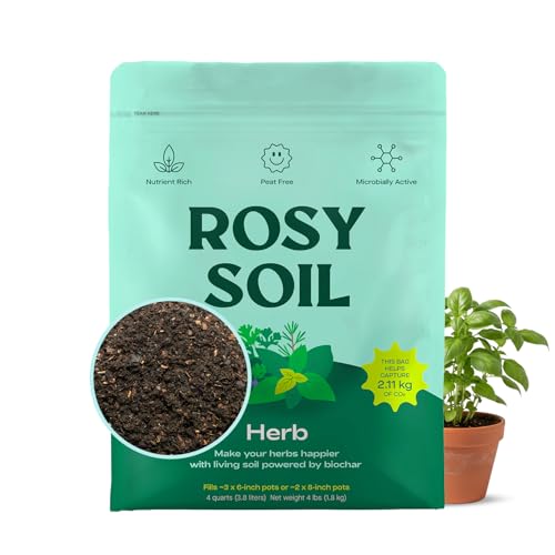 Rosy Soil Herb Mix, Organic Indoor and Outdoor Herb Potting Soil, 4 Quarts - color: Herb, size: 4 Quarts