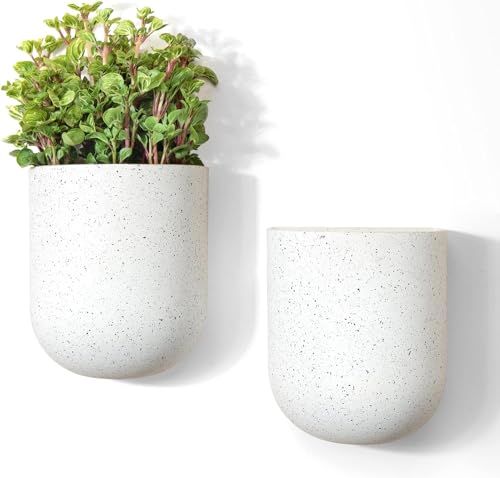 LA Jolie Muse Wall Planters for Indoor Plants, Hanging Flower Pots, 2 Pack - color: Speckled White
