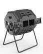 43 Gallon Dual Chamber Tumbling Composter with Integrated Thermometer - Rotatable Outdoor Compost Bin, Dual Batch Design for Garden Waste, Black - color: Black