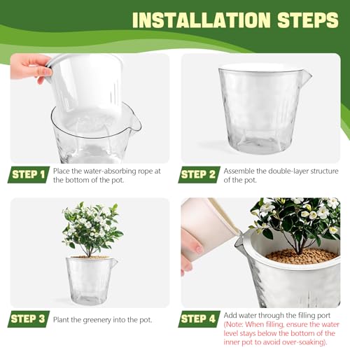 5 Pack Clear Self Watering Pots for Indoor Plants, 5/7 Inch Pots, 2 Size
