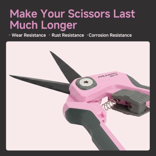 PrunePro® Garden Scissors Precise Cuts for Women Lightweight Sharp Snip - color: Pink