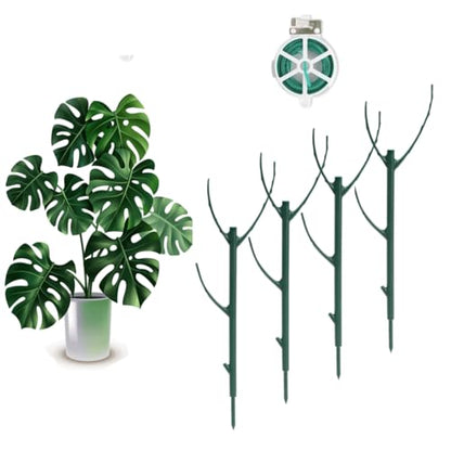 4 Pack Stackable Monstera Plant Support Stakes, 29inch Climbing Plant Sticks Structures with Garden Ties, Durable Alternative to Moss Pole for Indoor Outdoor Plants - size: 4 Pack