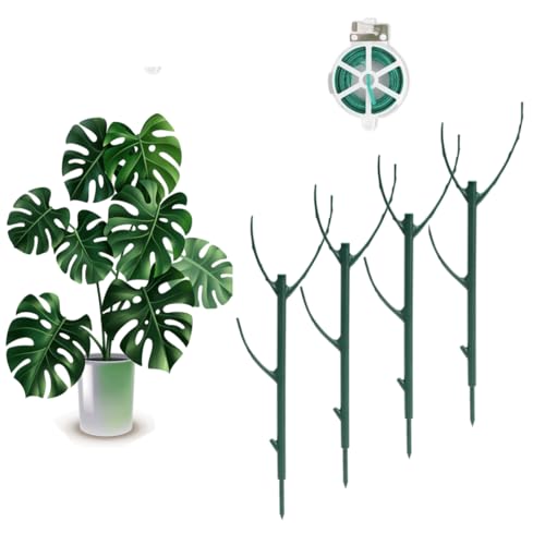 4 Pack Stackable Monstera Plant Support Stakes, 29inch Climbing Plant Sticks Structures with Garden Ties, Durable Alternative to Moss Pole for Indoor Outdoor Plants - size: 4 Pack