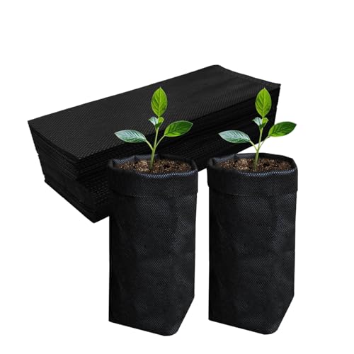 Belit 100 Pcs 10.2" H Deep Nursery Grow Bags, Non-Woven Plants Pots Container for Starting Rooted Plants Vegetable, Flower, Seedling Tree, Black - color: Black, size: 100 Pcs 7.5"x10.2"