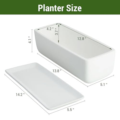 MyGift 14 Inch Unglazed White Ceramic Indoor Plant Pot with Drainage Hole - size: 14.5 inch