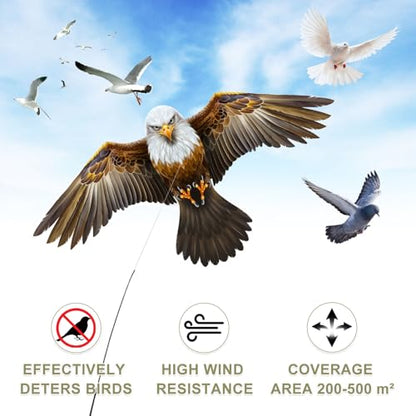 eyijklzo Bird Scarer Hawk Flying Kite Without 13ft Pole-Only Brown Kite - style: Brown-Only kite