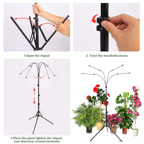 Grow Light with Full Spectrum & Dual Timer, Adjustable Tripod & Gooseneck for Personalized Plant Lighting USB